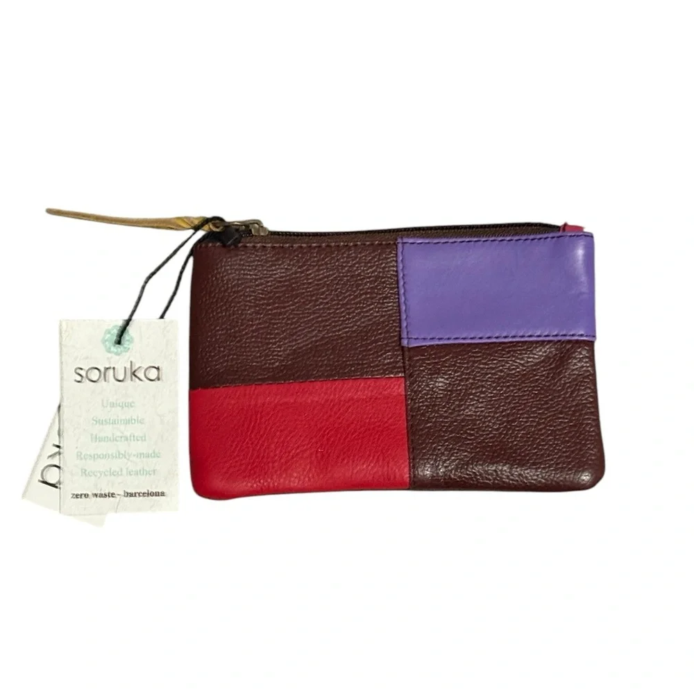 Soruka Small Leather Zip Pouch NWT - Picture 2 of 9